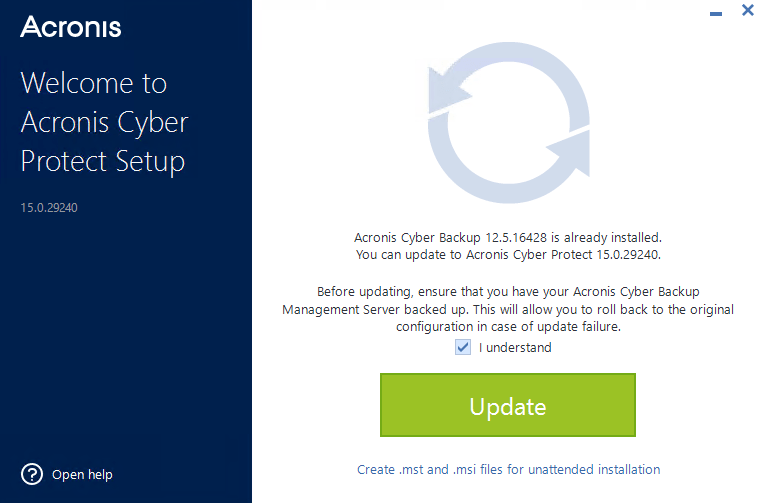 How to upgrade from Acronis Cyber Backup to Cyber Protect 15 4 Cloud School Docs - ksnip 20220318 154125 -
