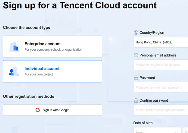 How to register for a free account in Tencent Cloud 2 Cloud School Docs - tencent2 -