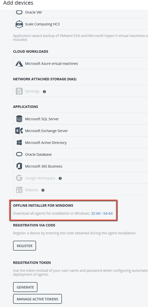 Cloud School Docs - Acronis DR 3 Offline installer windows -